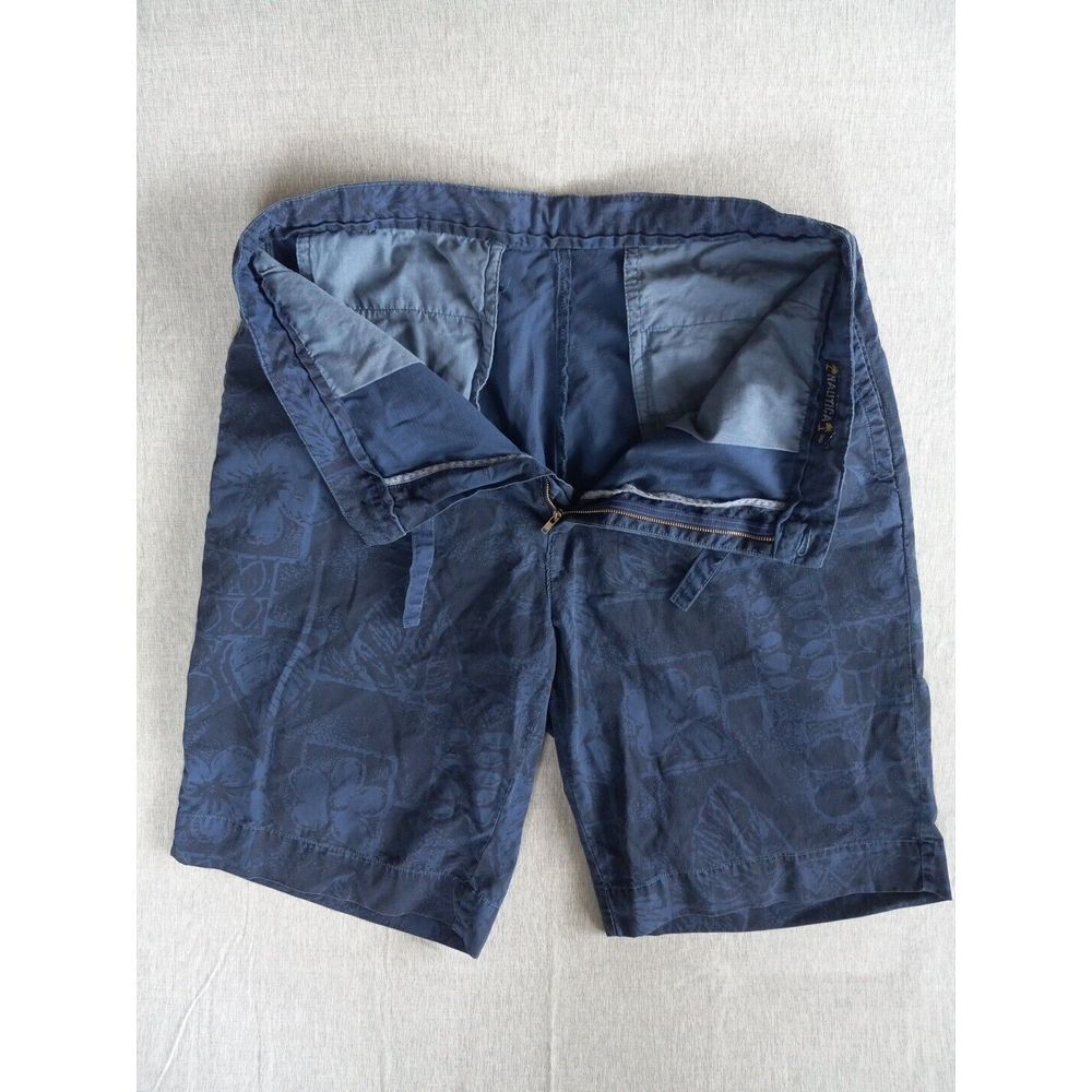 Vintage Nautica Men's 36 Summer Floral Drawstring Pure Cotton Twill Blue Short‎
